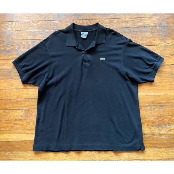 LACOSTE Black Pique Cotton Polo sz 7 (US sz XL) - Picture 1 of 9